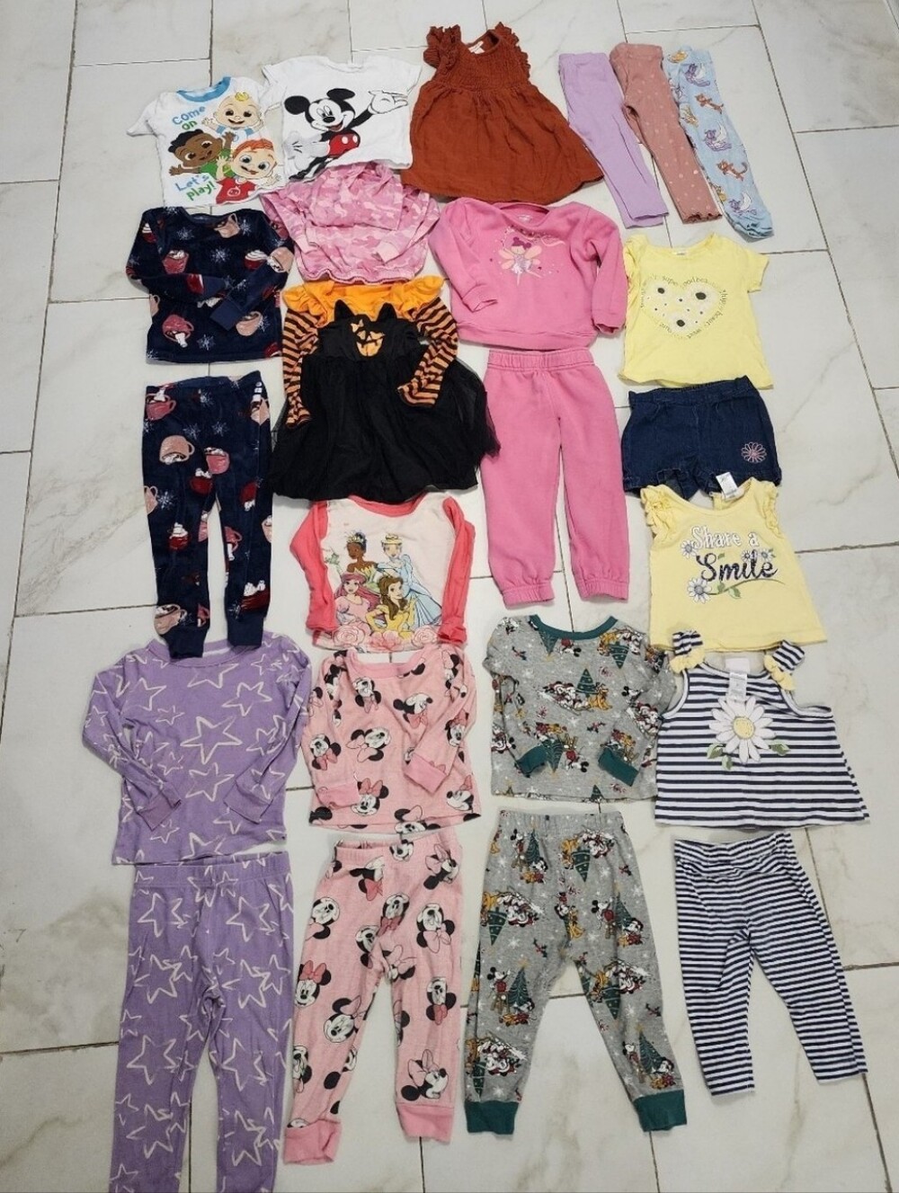 Lot of Girls' Mixed Pajama Sets and Tops , Dresses - 24 Pices Size 2T